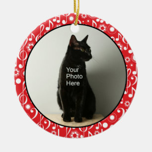 Personalisierte Musiknoten Foto Ornament - Rot