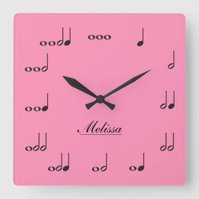 Personalisierte Musiknoten Quadratische Wanduhr (Vorderseite)