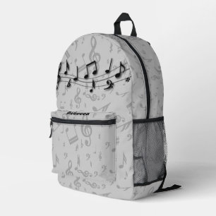 Personalisierte Musiknoten Schwarz und Grau Bedruckter Rucksack