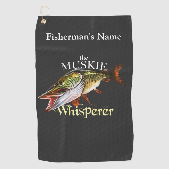 Personalisierte Muskie Whisperer Dunkles Handtuch (Vorderseite)