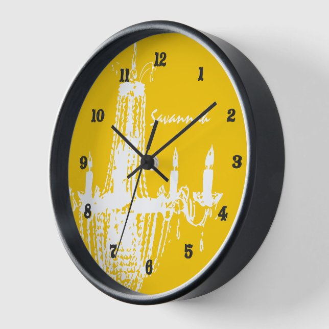 Personalisierte Mustard Yellow Chandele Wall Clock Uhr (Winkel)