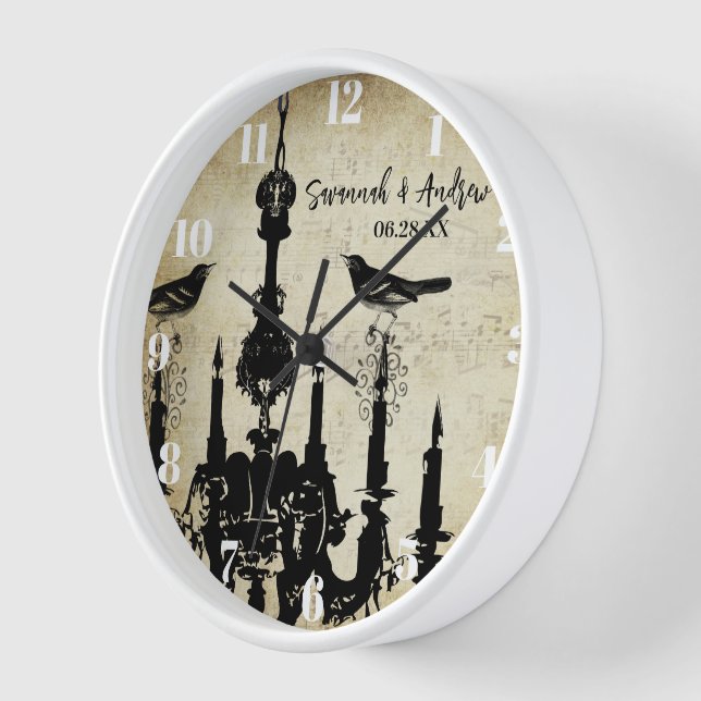 Personalisierte Mustard Yellow Chandelier Bird Clo Uhr (Winkel)