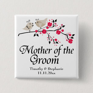 Personalisierte Mutter der Bräutigamblumenhochzei Button