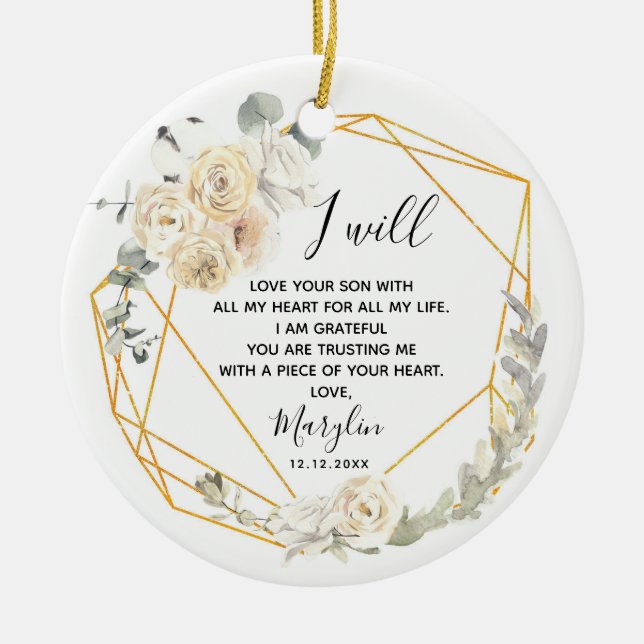 Personalisierte Mutter der geometrischen Groom Keramik Ornament (Vorne)