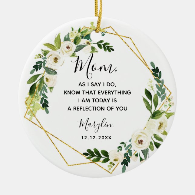 Personalisierte Mutter des Blumengeschenks Keramik Ornament (Vorne)