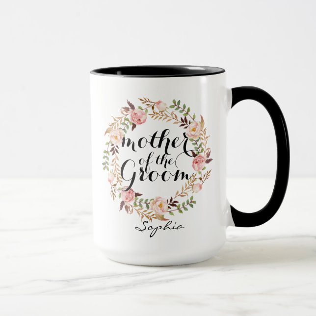 Personalisierte Mutter des Blumenkranzes Tasse (Rechts)