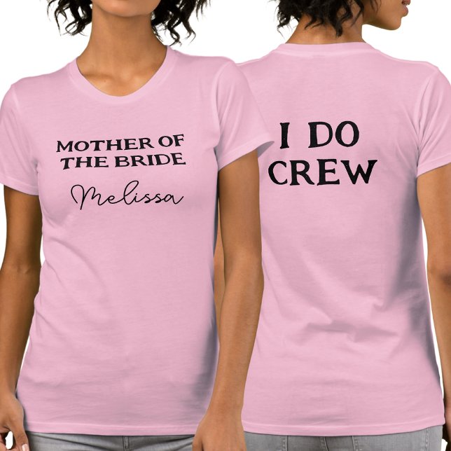 Personalisierte Mutter des rosa Brautnamens T-Shirt (Front And Back)