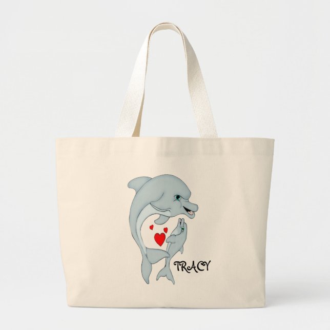 Personalisierte Mutter Dolphin Liebe Jumbo Tasche (Vorne)