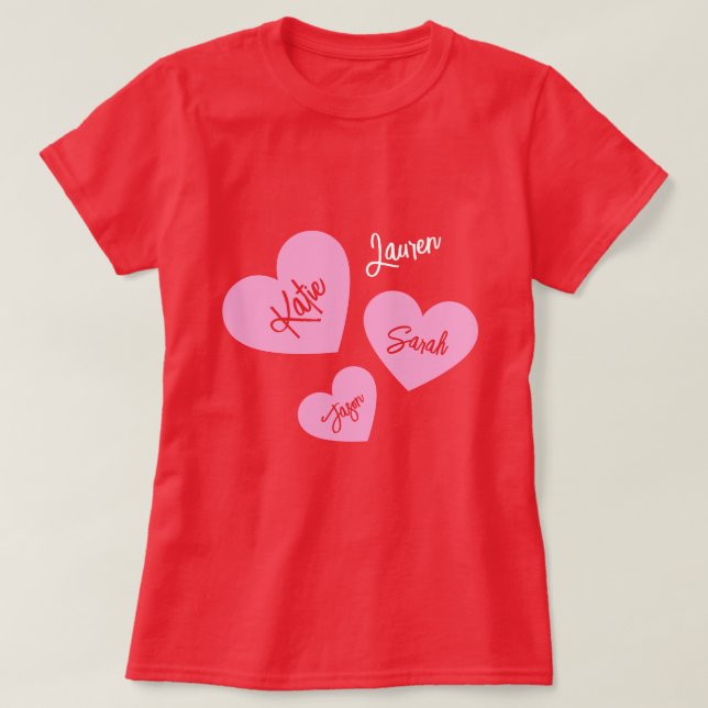 Personalisierte Mutter hat rote Herzen T-Shirt (Design vorne)
