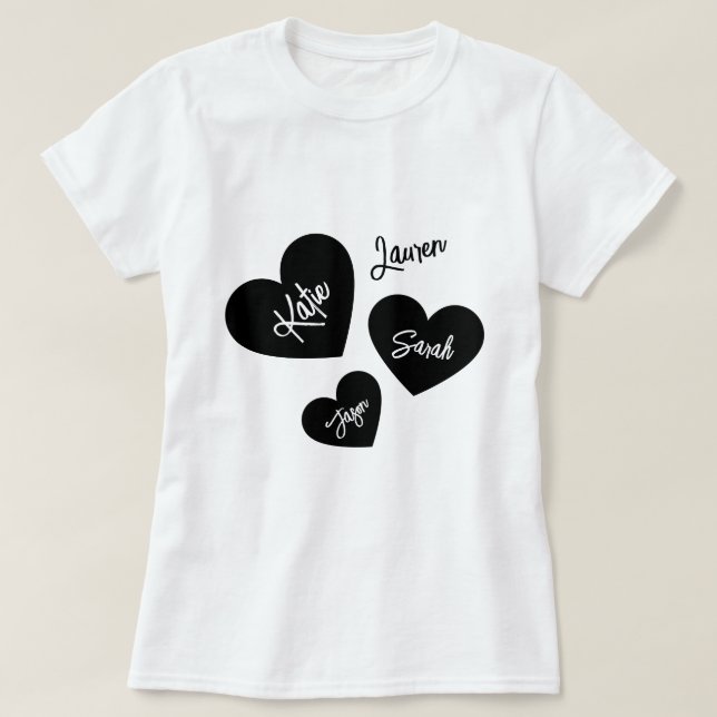 Personalisierte Mutter hört schwarz & weiß T-Shirt (Design vorne)