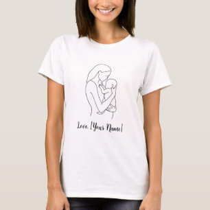Personalisierte Mutter-und-Kind-Linienkunst zum Mu T-Shirt
