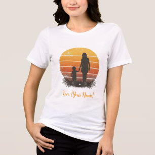 Personalisierte Mutter-und-Kind-Sonnenuntergangs-S Tri-Blend Shirt