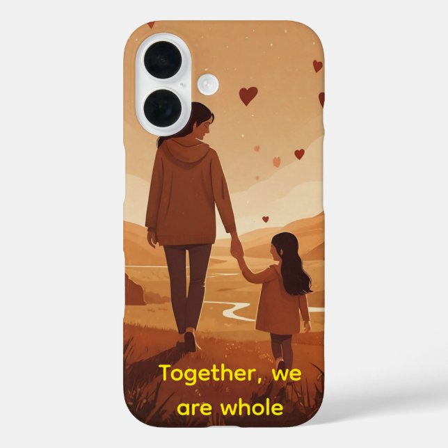 Personalisierte Mutter- und Tochter-Illustration iPhone 16 Hülle (Rückseite)