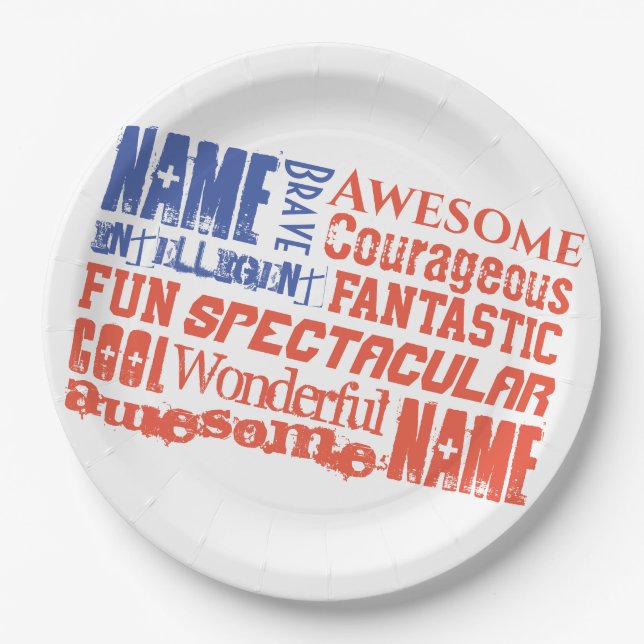 Personalisierte(n) Name(n) und Words USA-Flagge Pappteller (Vorderseite)