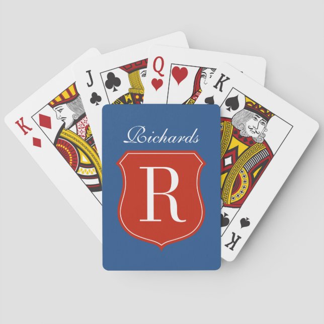 Personalisierte Nachname-Monogramm-Spielkarten Spielkarten (Rückseite)