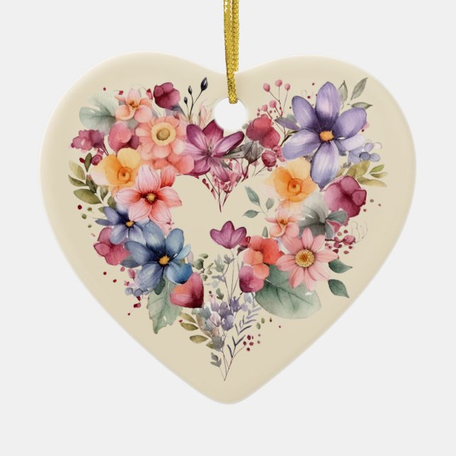 Personalisierte Nachricht Farbenfrohe Herzgeschenk Keramik Ornament (Vorne)