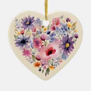 Personalisierte Nachricht Farbenfrohe Herzgeschenk Keramik Ornament