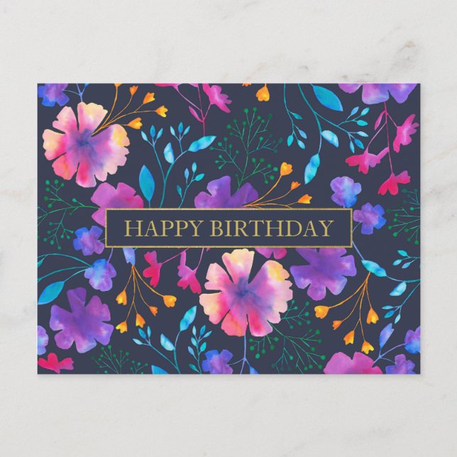 Personalisierte Nachricht Farbige Blumenpostkarte Postkarte (Vorderseite)
