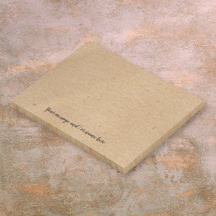 Personalisierte Nachricht im rustikalen Kraftpapie Post-it Klebezettel