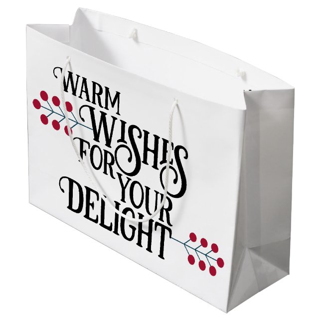 Personalisierte Nachricht: Merry and Bright Große Geschenktüte (Rückseite Schrägansicht)