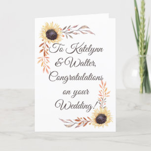 Personalisierte Nachricht Sonnenblumen-Hochzeitska Karte