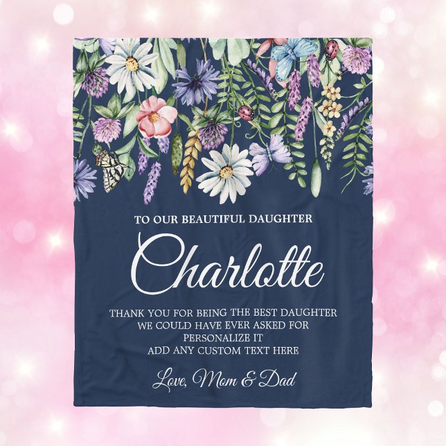 Personalisierte Nachricht von Tochterunternehmen W Fleecedecke (Daughter Wildflowers Personalized Message Fleece Blanket
)