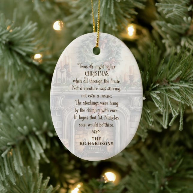 Personalisierte Nacht vor Weihnachten Keramik Ornament (Baum)