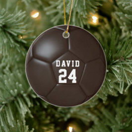 Personalisierte Name des Brawn Soccer Ball Team-Nu Keramik Ornament