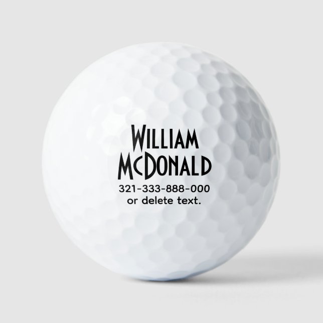 Personalisierte Name Golfbälle Vorlage ART DECO 2 (Vorderseite)