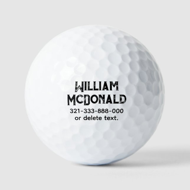 Personalisierte Name Golfbälle Vorlage DISTRESSED  (Vorderseite)