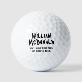 Personalisierte Name Golfbälle Vorlage HORROR 3