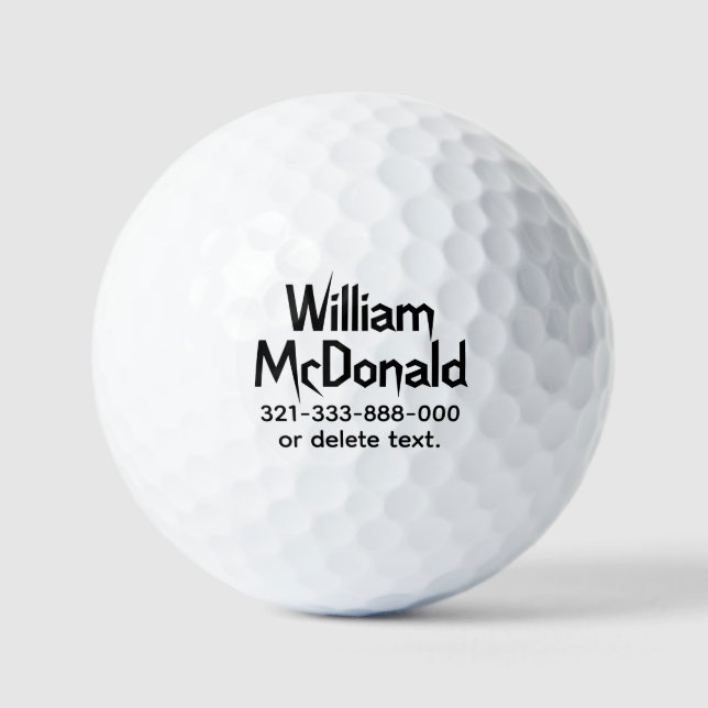 Personalisierte Name Golfbälle Vorlage HORROR 5 (Vorderseite)