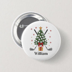 Personalisierte Name Golfbaum-Ausrüstung Weihnacht Button