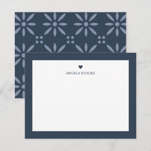 Personalisierte Name Navy Blau Herz Notizkarte Mitteilungskarte