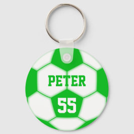 Personalisierte Name Nummer Grüner Fußballball Schlüsselanhänger