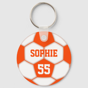 Personalisierte Name Nummer Red Soccer Ball Schlüsselanhänger