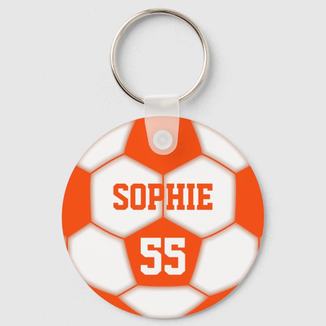 Personalisierte Name Nummer Red Soccer Ball Schlüsselanhänger (Vorderseite)