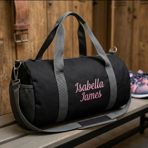 Personalisierte Name Rosa Schwarze Sporttasche Duffle Bag