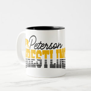Personalisierte NAME Wrestling-Schule Team Wrestle Zweifarbige Tasse
