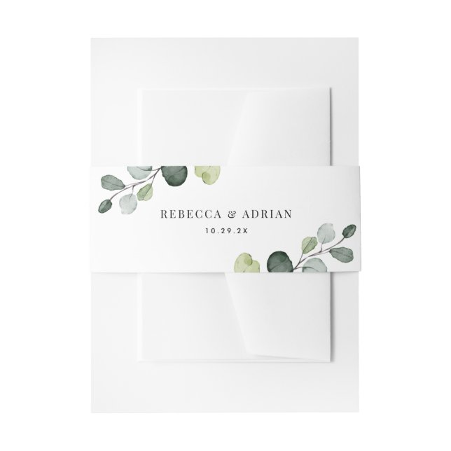 Personalisierte Namen Eukalyptus Greenery Wedding Einladungsbanderole (Vorderseite Beispiel)