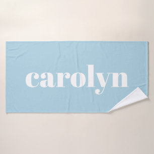 Personalisierte Namen Hellblaue Retro-Typografie Badehandtuch