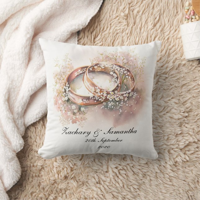 Personalisierte Namen Hochzeitsringe Kissen (Decke)