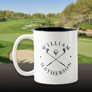 Personalisierte Namen Klassische Golfschläger Zweifarbige Tasse