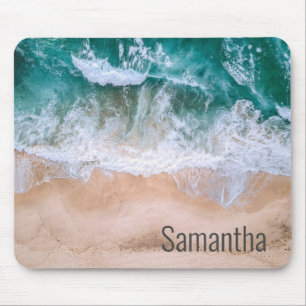 Personalisierte Namen Strandwellen Ozean-Surfen Mousepad