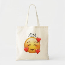 Personalisierte Namen-Tragetasche mit Herzen-Emoji