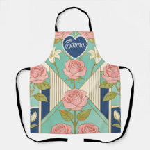 Personalisierte Namens Art Deco Rosa Rosen Floral