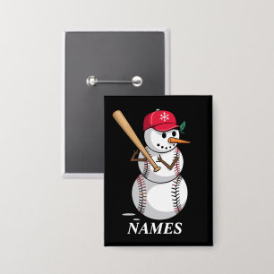 Personalisierte Namens-Baseball-Schneemann-Kugeln Button
