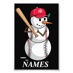 Personalisierte Namens-Baseball-Schneemann-Kugeln Fotodruck