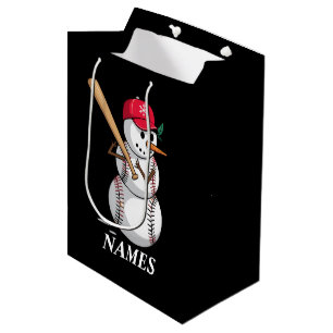 Personalisierte Namens-Baseball-Schneemann-Kugeln Mittlere Geschenktüte