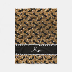 Personalisierte Namens- Gold Glitter Fancy Schuhe Fleecedecke